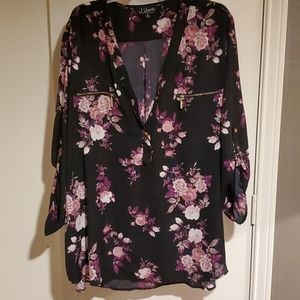 3x black and purple floral tunic